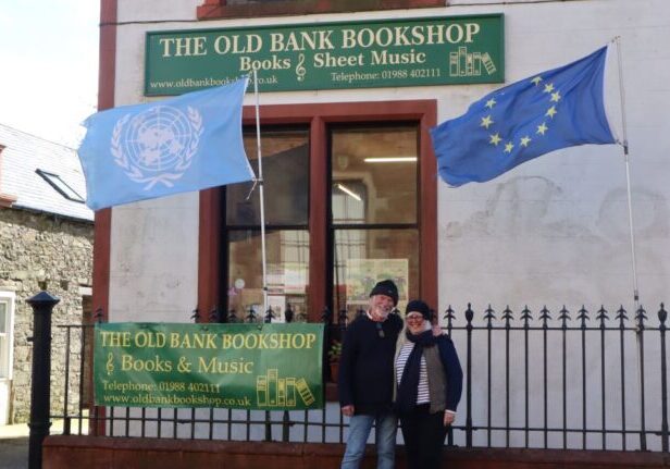 Joyce and Ian Cochrane outside the shop today.