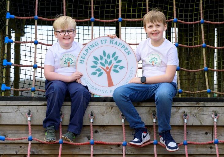 Angus and Charlie launch the 2024 Helping it Happen awards at Active Kids Adventure Park, Perthshire - an award winner in 2023.