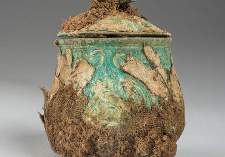 Pre-conservation image of the lidded vessel from the Galloway Hoard. Credit Historic Environment Scotland