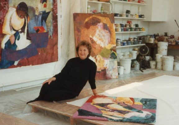 Sheila Girling in her studio c.1990.