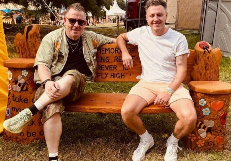 Dave and Callum Beattie at Mikeysline bench. 